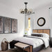 22 in. Black Industrial Ceiling Fan with Light Remote, 3-Blade Small Ceiling Fan Chandelier with Cage for Dining Room Bedroom Living Room-ErisView