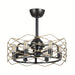 22 in. Black Industrial Ceiling Fan with Light Remote, 3-Blade Small Ceiling Fan Chandelier with Cage for Dining Room Bedroom Living Room-ErisView