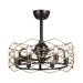 22 in. Black Industrial Ceiling Fan with Light Remote, 3-Blade Small Ceiling Fan Chandelier with Cage for Dining Room Bedroom Living Room-ErisView
