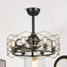 22 in. Black Industrial Ceiling Fan with Light Remote, 3-Blade Small Ceiling Fan Chandelier with Cage for Dining Room Bedroom Living Room-ErisView