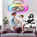 22 in. Bladeless Low Profile Ceiling Fan with Lights and Remote, Modern Flush Mount Enclosed RGB Ceiling Fan for Bedroom Living Room Party-7-ErisView