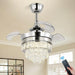 22 in. Chrome LED Crystal Ceiling Fan with Light, Small Fandeliers Chandelier Fan with Lights for Living Room Bedroom-1-ErisView