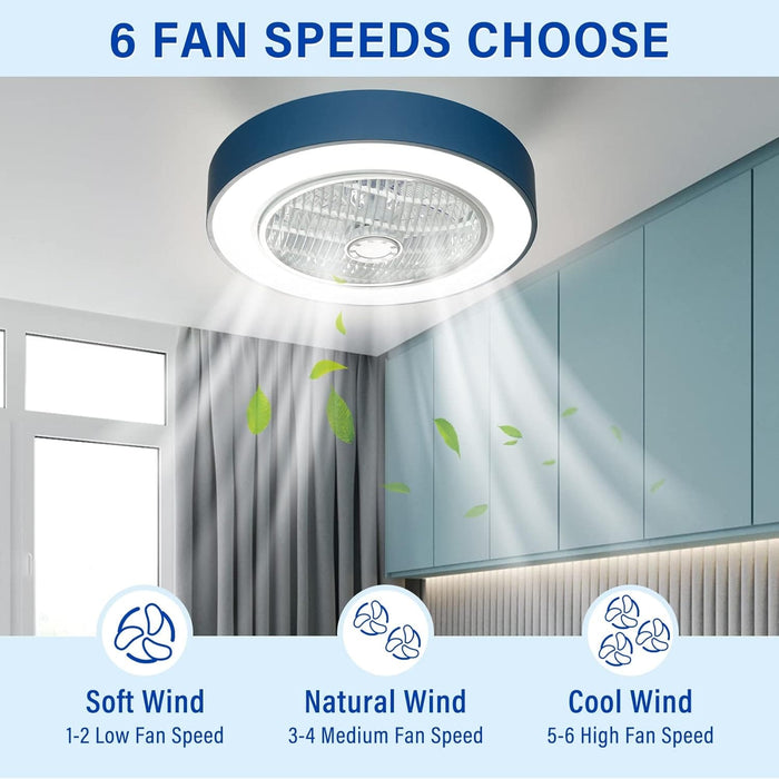 22 in. Enclosed Low Profile LED Ceiling Fan Lights with Remote Control, Dimming Ceiling Fan for Living Room Bedroom Kitchen-4-ErisView