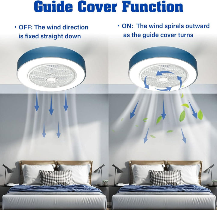 22 in. Enclosed Low Profile LED Ceiling Fan Lights with Remote Control, Dimming Ceiling Fan for Living Room Bedroom Kitchen-5-ErisView