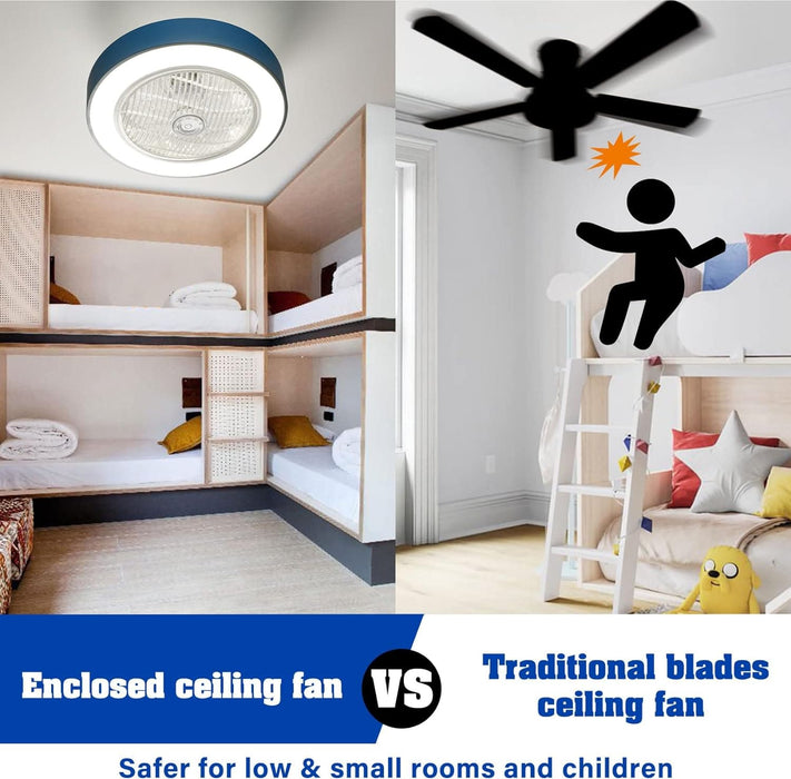 22 in. Enclosed Low Profile LED Ceiling Fan Lights with Remote Control, Dimming Ceiling Fan for Living Room Bedroom Kitchen-7-ErisView