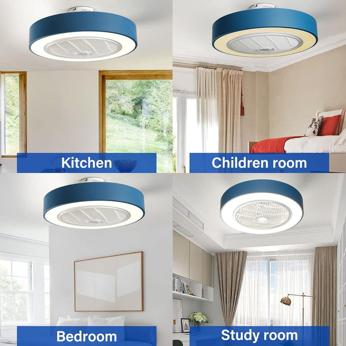 22 in. Enclosed Low Profile LED Ceiling Fan Lights with Remote Control, Dimming Ceiling Fan for Living Room Bedroom Kitchen-8-ErisView
