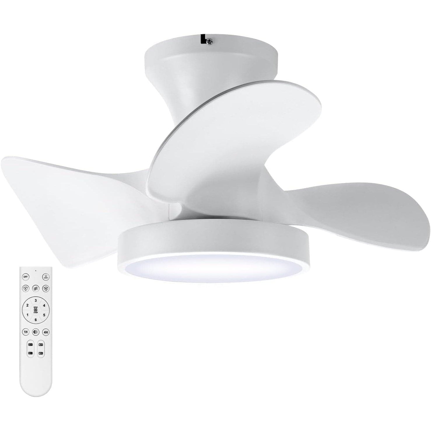 22 in. Low Ceiling Fan and Light and Remote, Small Fandelier Flush Mou ...