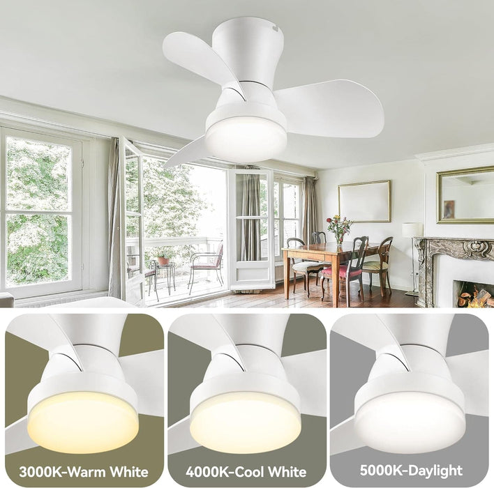 22 in. Low Profile Ceiling Fan and Light, Ceiling Fans with Lights and Remote, Modern Fandelier Flush Mount for Bedroom Kitchen Dining Room Patio-4-ErisView
