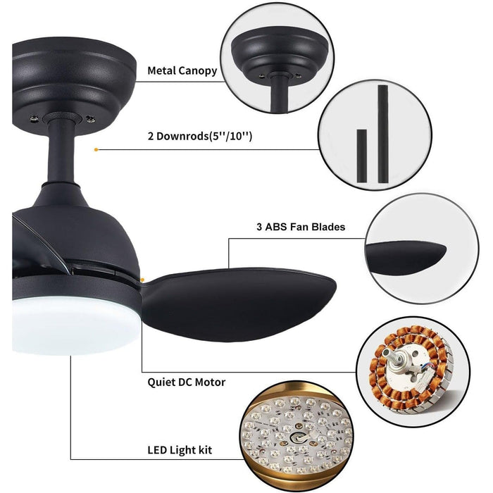 22 in. Remote Ceiling Fan with Light, 3 Blade Reversible Fan for Summer Winter, Indoor Outdoor Ceiling Fan for Patio Bedroom, Living Room Dining Room-7-ErisView