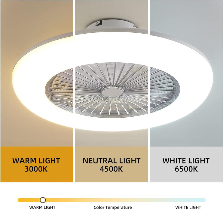 22 in. Silver Bladeless Ceiling Fan with Low Profile Light, Enclosed Ceiling Fan with Lights and Remote-3-ErisView