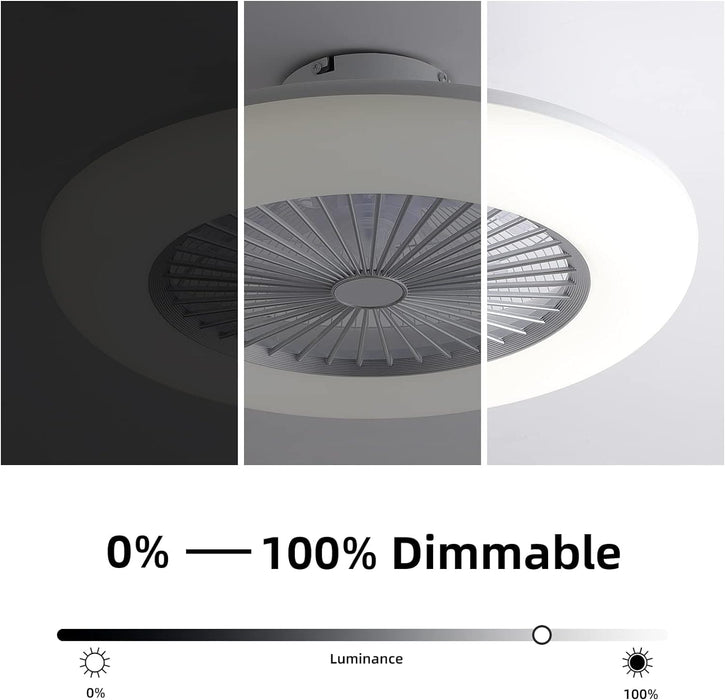 22 in. Silver Bladeless Ceiling Fan with Low Profile Light, Enclosed Ceiling Fan with Lights and Remote-5-ErisView