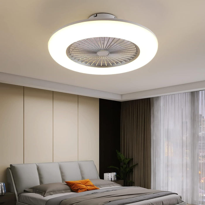 22 in. Silver Bladeless Ceiling Fan with Low Profile Light, Enclosed Ceiling Fan with Lights and Remote-7-ErisView