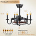 22 in. Small Black Chandelier Ceiling Fan with Lights, Industrial Ceiling Fans, Caged Ceiling Fan Light for Dining Room Kitchen-2-ErisView