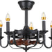 22 in. Small Black Chandelier Ceiling Fan with Lights, Industrial Ceiling Fans, Caged Ceiling Fan Light for Dining Room Kitchen-1-ErisView