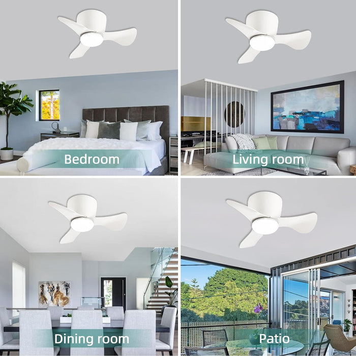 22 in. Small Ceiling Fan with Light, White Reversible Low Profile Ceiling Fan for Kitchen Bedroom Dining Room-7-ErisView