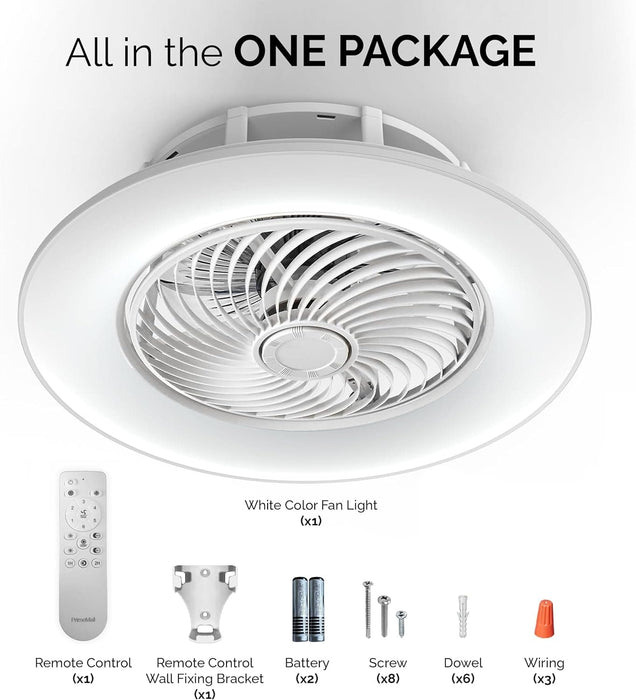 22 in. Smart LED Low Profile Enclosed Ceiling Fan, Modern Flush Mount Bladeless Ceiling Fan and Remote Control-9-ErisView