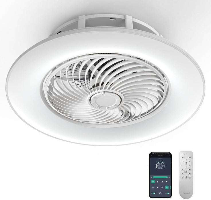 22 in. Smart LED Low Profile Enclosed Ceiling Fan, Modern Flush Mount Bladeless Ceiling Fan and Remote Control-1-ErisView