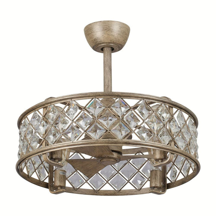 22.5 in. Bladeless Round Ceiling Fan with Crystal Caged, Crystal Ceiling Fan with 4-Light Remote Control-ErisView