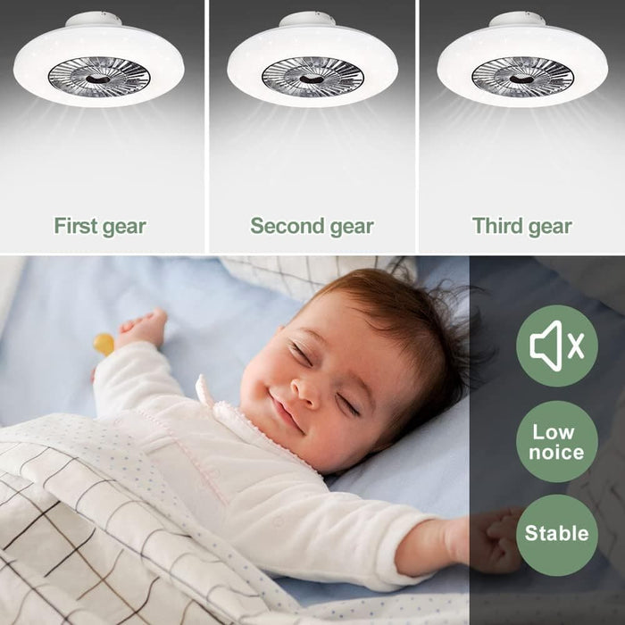 23 in. LED Remote Ceiling Fan with Light, Modern Dimmable Flush Mount Ceiling Fan, Invisible Ceiling Fan Light Fixture-4-ErisView