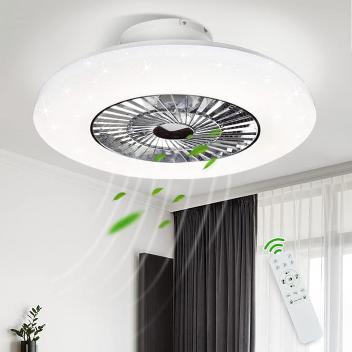 23 in. LED Remote Ceiling Fan with Light, Modern Dimmable Flush Mount Ceiling Fan, Invisible Ceiling Fan Light Fixture-7-ErisView