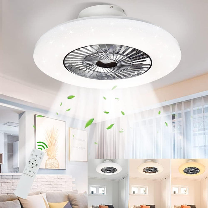 23 in. LED Remote Ceiling Fan with Light, Modern Dimmable Flush Mount Ceiling Fan, Invisible Ceiling Fan Light Fixture-1-ErisView
