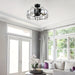23 in. Modern Downrod Mount Ceiling Fan with Light Remote Control, Enclosed Crystal Ceiling Fan Fandelier with Reversible Blades for Living Room-ErisView