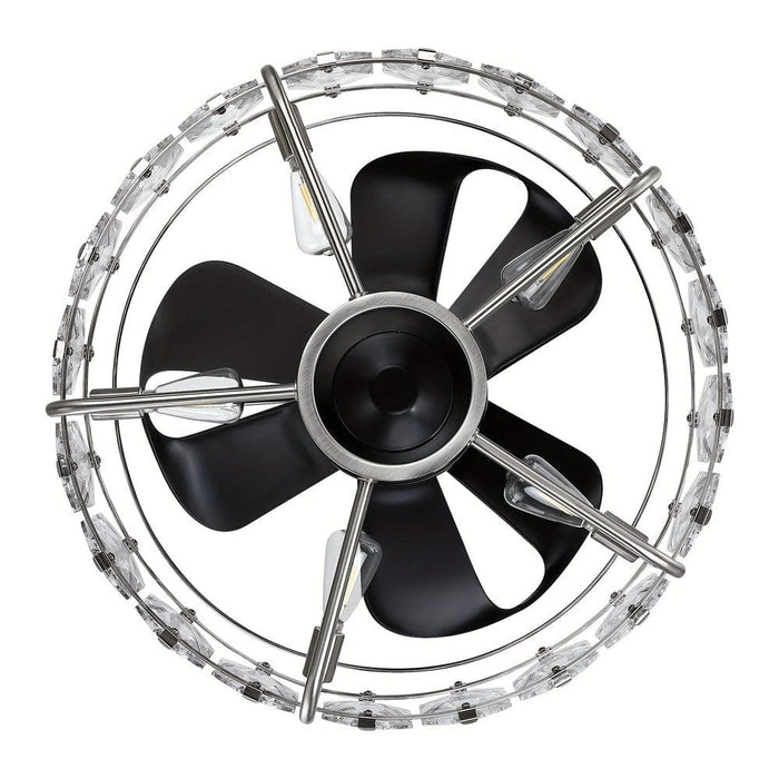 23 in. Modern Downrod Mount Ceiling Fan with Light Remote Control, Enclosed Crystal Ceiling Fan Fandelier with Reversible Blades for Living Room-ErisView