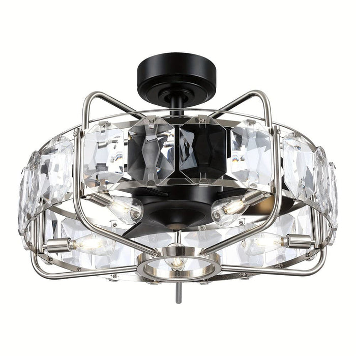 23 in. Modern Downrod Mount Ceiling Fan with Light Remote Control, Enclosed Crystal Ceiling Fan Fandelier with Reversible Blades for Living Room-ErisView