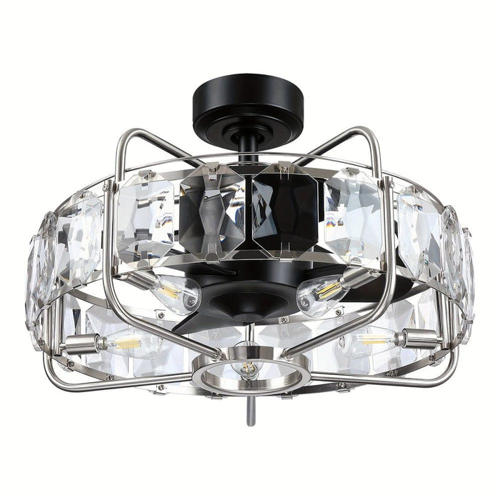 23 in. Modern Downrod Mount Ceiling Fan with Light Remote Control, Enclosed Crystal Ceiling Fan Fandelier with Reversible Blades for Living Room-ErisView