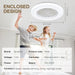 23 in. White Enclosed Ceiling Fan with Lights and Remote, Modern Low Profile Flush Mount Ceiling Fan for Bedroom Kitchen Living Room Fan-6-ErisView