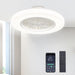 23 in. White Enclosed Ceiling Fan with Lights and Remote, Modern Low Profile Flush Mount Ceiling Fan for Bedroom Kitchen Living Room Fan-1-ErisView