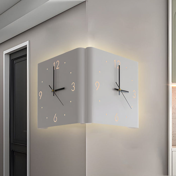 Mute USB Motion Sensor LED Foldable Double Sided Corner Wall Clock