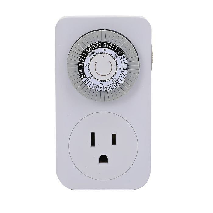Mechanical Timer, 24-Hour Plug-In Outlet, Light/Appliance Control, Indoor Security, Energy Saving