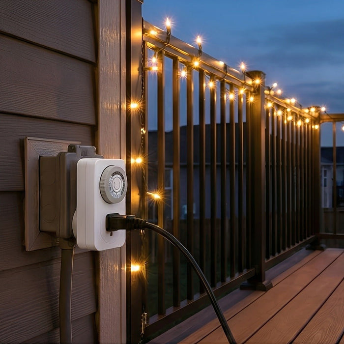 Mechanical Timer, 24-Hour Plug-In Outlet, Light/Appliance Control, Indoor Security, Energy Saving