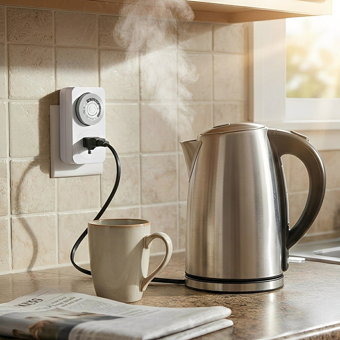 Mechanical Timer, 24-Hour Plug-In Outlet, Light/Appliance Control, Indoor Security, Energy Saving