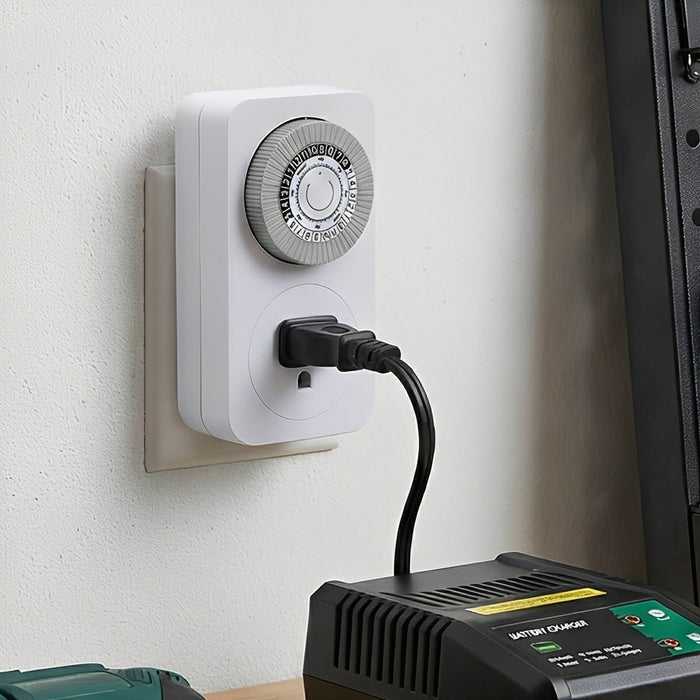 Mechanical Timer, 24-Hour Plug-In Outlet, Light/Appliance Control, Indoor Security, Energy Saving