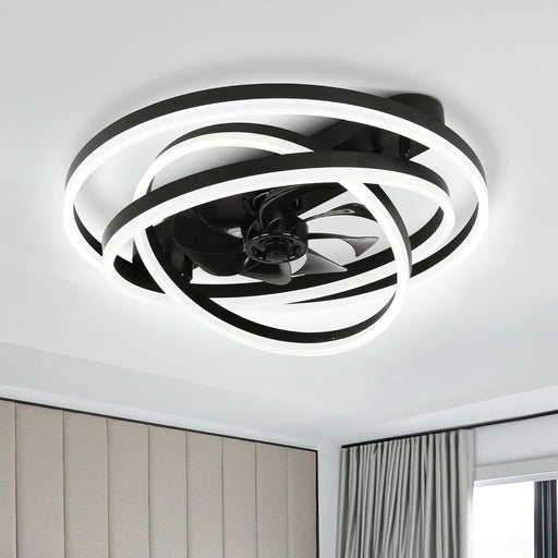 24 in. Black Bedroom Ceiling Fans with Lights, Flush Mount Remote Control Ceiling Fan and Light, Ceiling Fan with Low Profile Light-1-ErisView