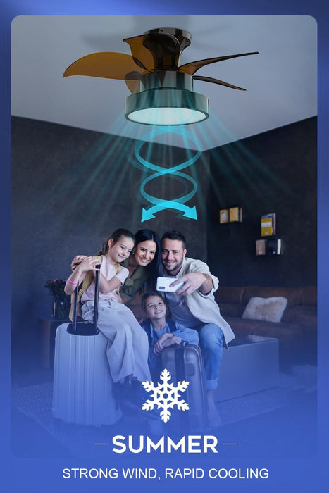 24 in. Black Quiet Reversible Ceiling Fan Summer Winter, Remote Control Ceiling Fan and Light, 5 Blades Ceiling Fan for Bedroom Living Room Kitchen Office-3-ErisView