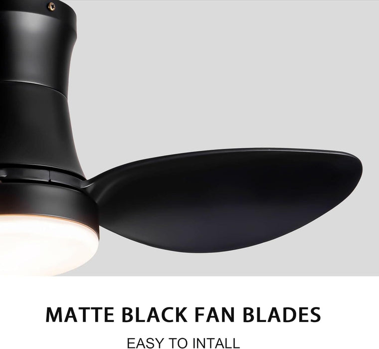 24 in. Black Small Ceiling Fan with Light and Remote, Dimmable Reversible Ceiling Fan for Bedroom Balcony Study Room, Kitchen Ceiling Fans with Lights-6-ErisView