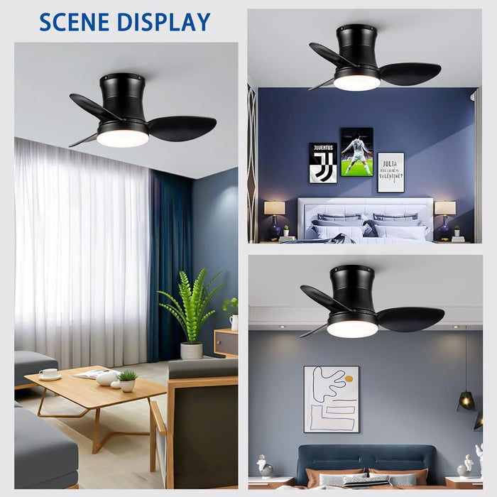 24 in. Black Small Ceiling Fan with Light and Remote, Dimmable Reversible Ceiling Fan for Bedroom Balcony Study Room, Kitchen Ceiling Fans with Lights-8-ErisView