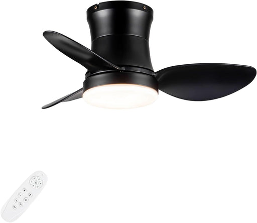24 in. Black Small Ceiling Fan with Light and Remote, Dimmable Reversible Ceiling Fan for Bedroom Balcony Study Room, Kitchen Ceiling Fans with Lights-1-ErisView