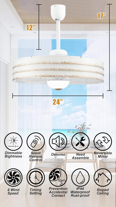 24 in. Caged Wet Rated Outdoor Ceiling Fans for Patio, Gazebo Fan-2-ErisView