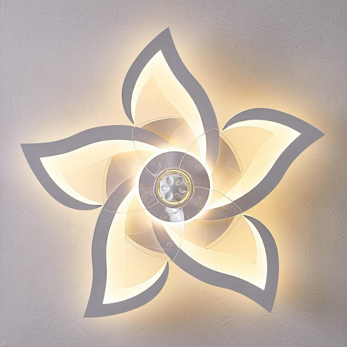 24 in. Geometric Ceiling Fan without Blades, Remote Control Ceiling Fan with Light, White Ceiling Fan with Low Profile Light for Kitchen Bedroom-8-ErisView