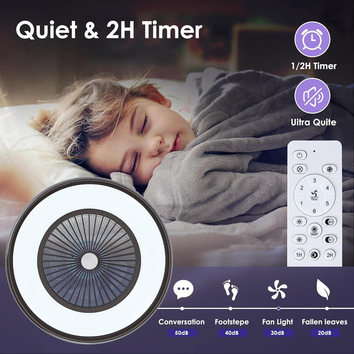 24 in. Low Profile Ceiling Fan with Lights, Smart RGB Ceiling Fan with Alexa/Google Assistant/APP Control, Bladeless Flush Mount Enclosed Ceiling Fan-7-ErisView