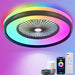 24 in. Low Profile Ceiling Fan with Lights, Smart RGB Ceiling Fan with Alexa/Google Assistant/APP Control, Bladeless Flush Mount Enclosed Ceiling Fan-1-ErisView
