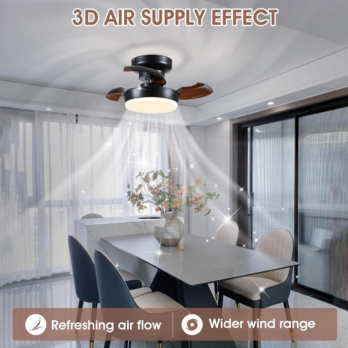 24 in. Modern Retractable Bladeless Ceiling Fan with Light and Remote, Small Black Low Profile Flush Mount Ceiling Fan for Bedroom Kitchen -4-ErisView