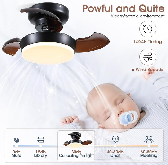 24 in. Modern Retractable Bladeless Ceiling Fan with Light and Remote, Small Black Low Profile Flush Mount Ceiling Fan for Bedroom Kitchen -6-ErisView