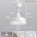 24 in. Retractable Ceiling Fan with Light and Remote, White Dimmable Retractable Ceiling Light for Bedroom Living Room-5-ErisView
