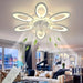 24.5 in. Modern Flower-Shaped LED Ceiling Fan with Light and Remote, Indoor White Flush Mount Ceiling Fan Ceiling Fan Fandelier-ErisView