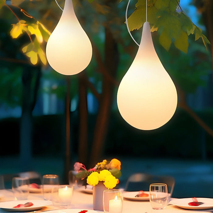 Water Drop Outdoor Hanging Light, IP65 Waterproof LED Pendant for Patio/Garden/Courtyard